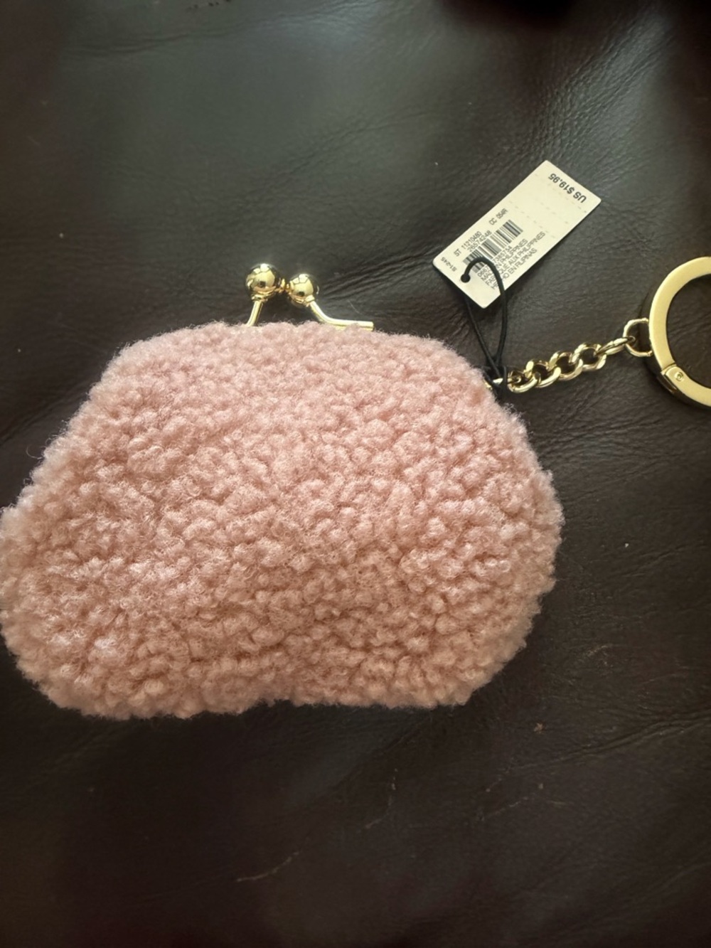 Victoria's Secret Plush Pink Faux-Shearling Coin Purse Keychain